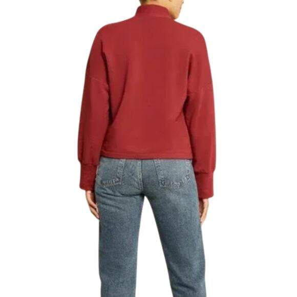 Amour Vert Mulberry Red Aubin Fleece Mock Neck Sweater - Picture 4 of 12